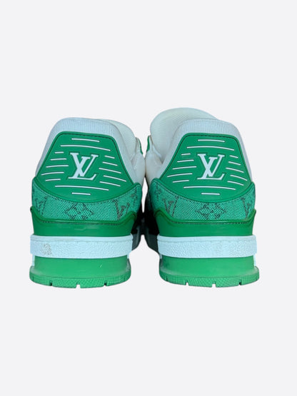 Louis Vuitton Green & White Denim Monogram Trainers