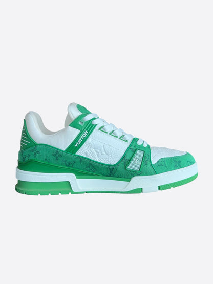 Louis Vuitton Green & White Denim Monogram Trainers