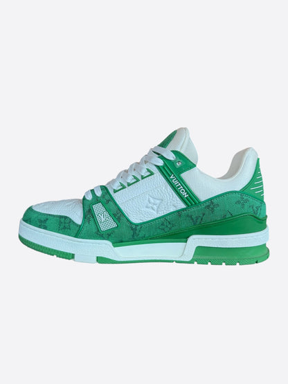 Louis Vuitton Green & White Denim Monogram Trainers