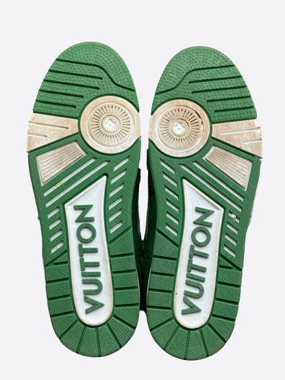 Louis Vuitton Green & White Denim Monogram Trainers