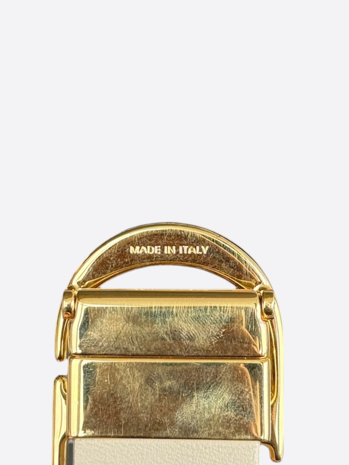 Dior White & Tan Reversible Gold Buckle Belt