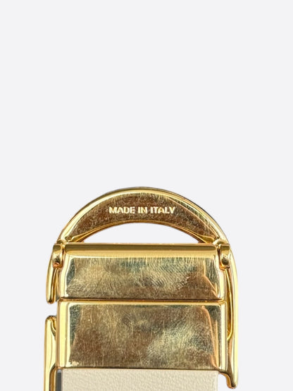 Dior White & Tan Reversible Gold Buckle Belt