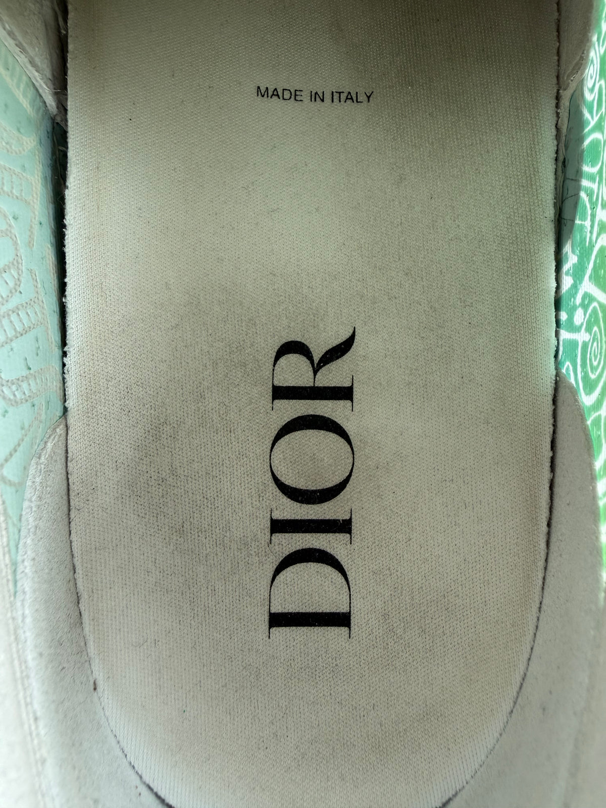 Dior Stussy White & Green Gradient Logo B23 Sneakers