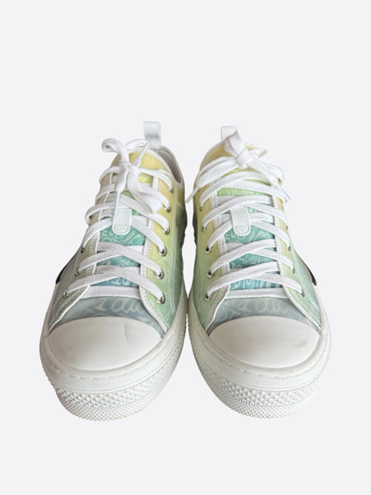 Dior Stussy White & Green Gradient Logo B23 Sneakers