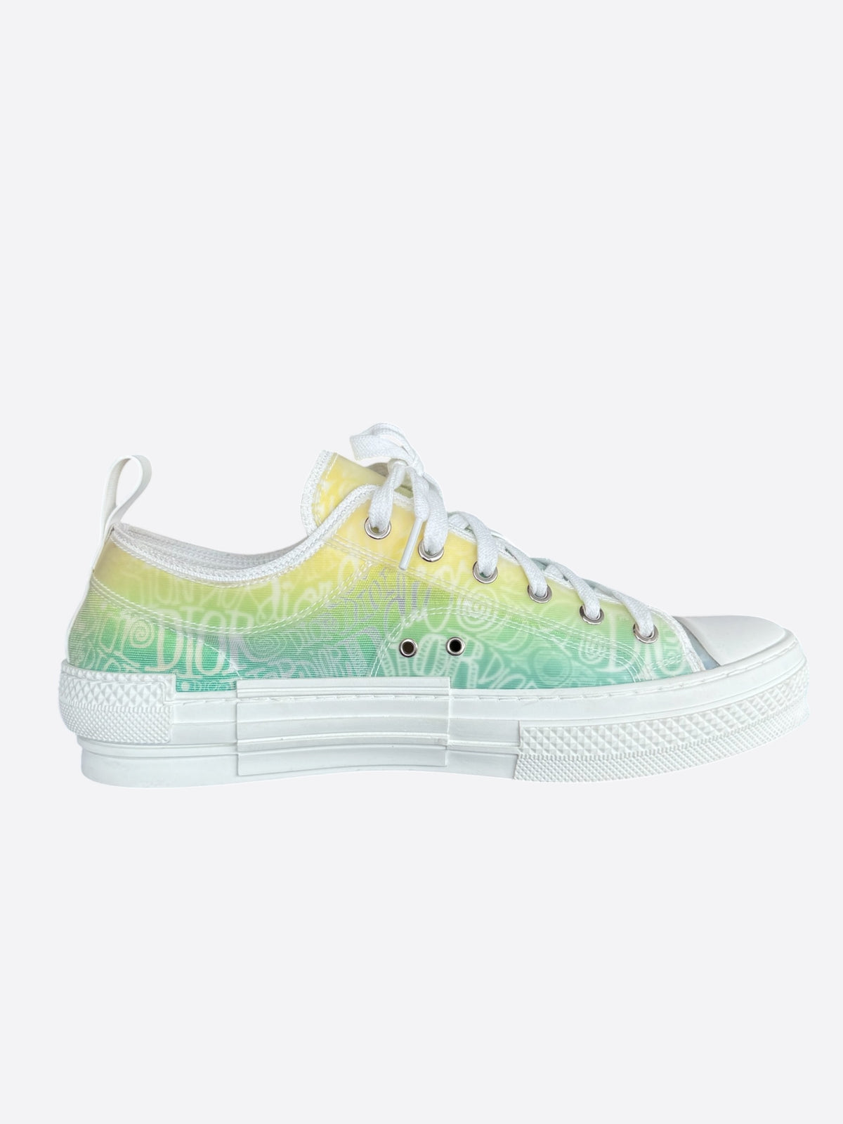 Dior Stussy White & Green Gradient Logo B23 Sneakers