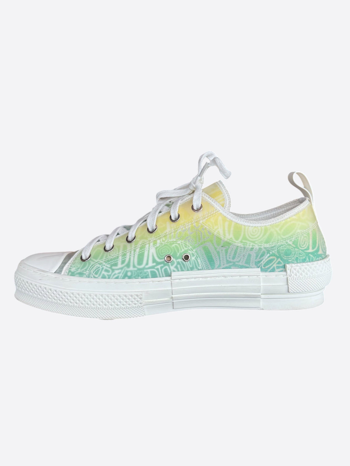 Dior Stussy White & Green Gradient Logo B23 Sneakers