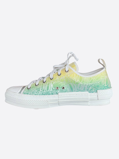 Dior Stussy White & Green Gradient Logo B23 Sneakers