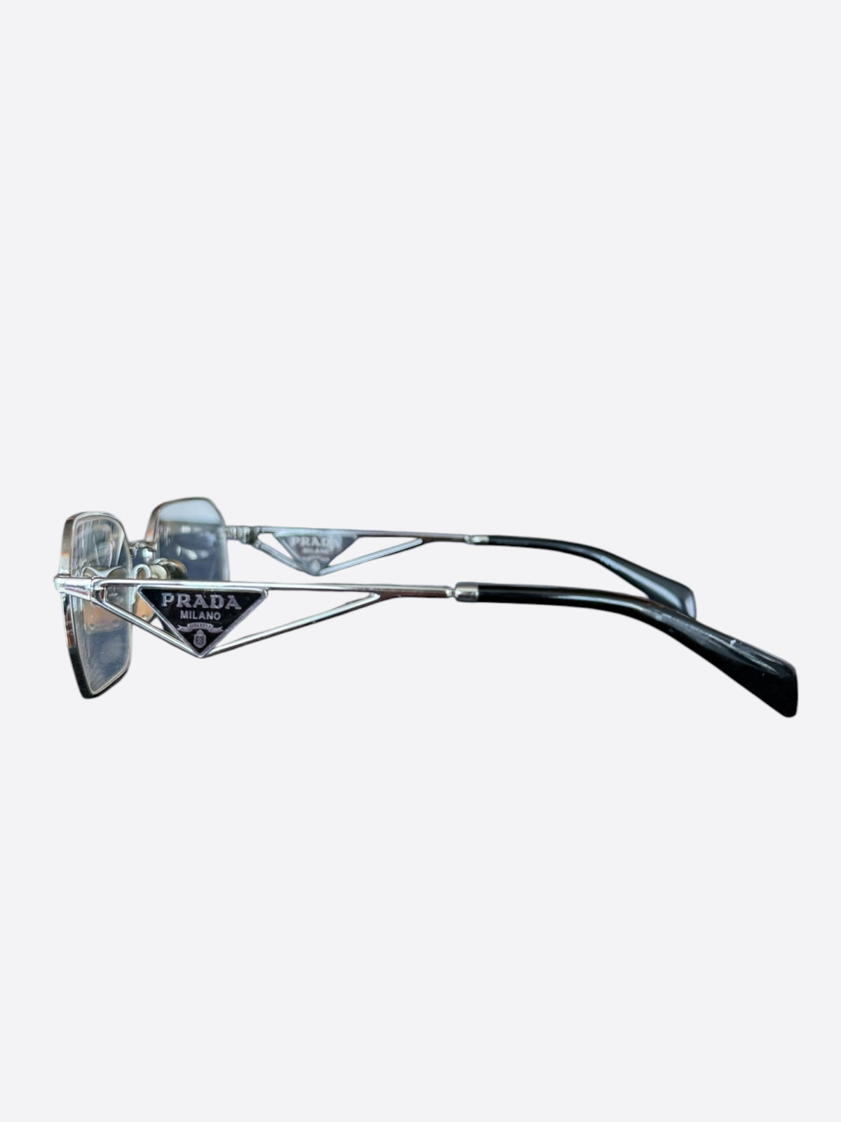 Prada Silver & Black Clear Glasses