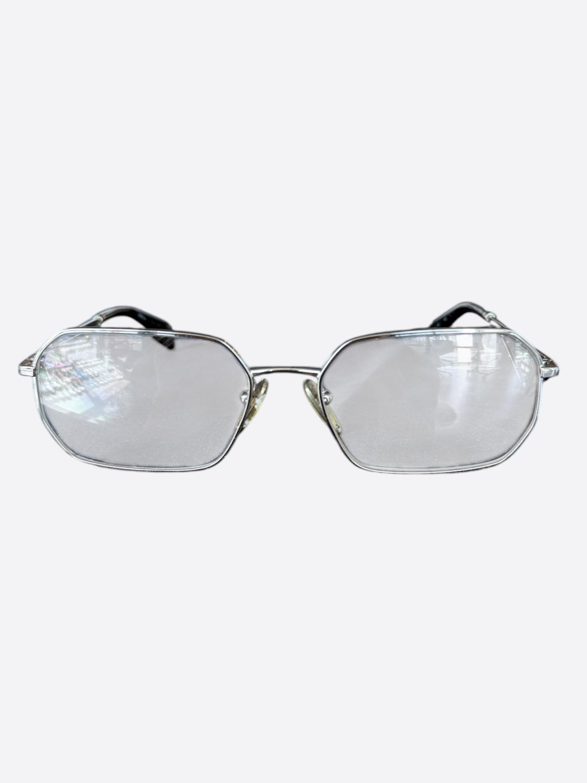 Prada Silver & Black Clear Glasses