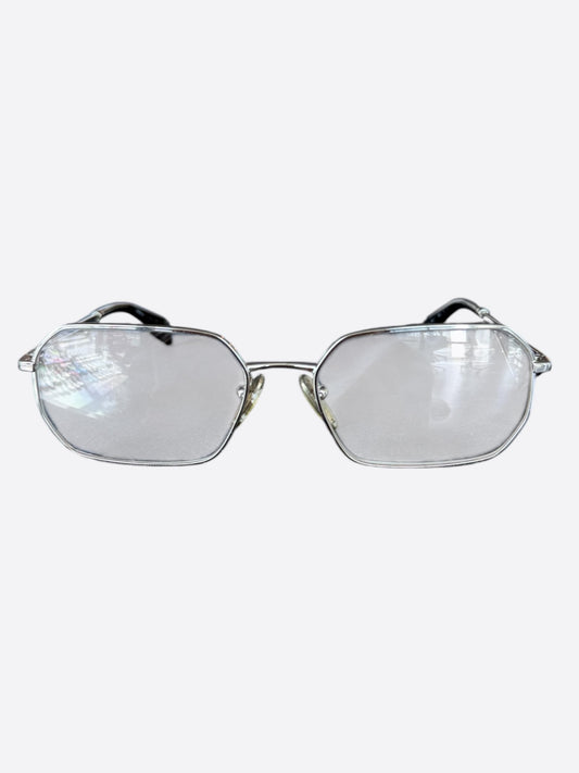 Prada Silver & Black Clear Glasses