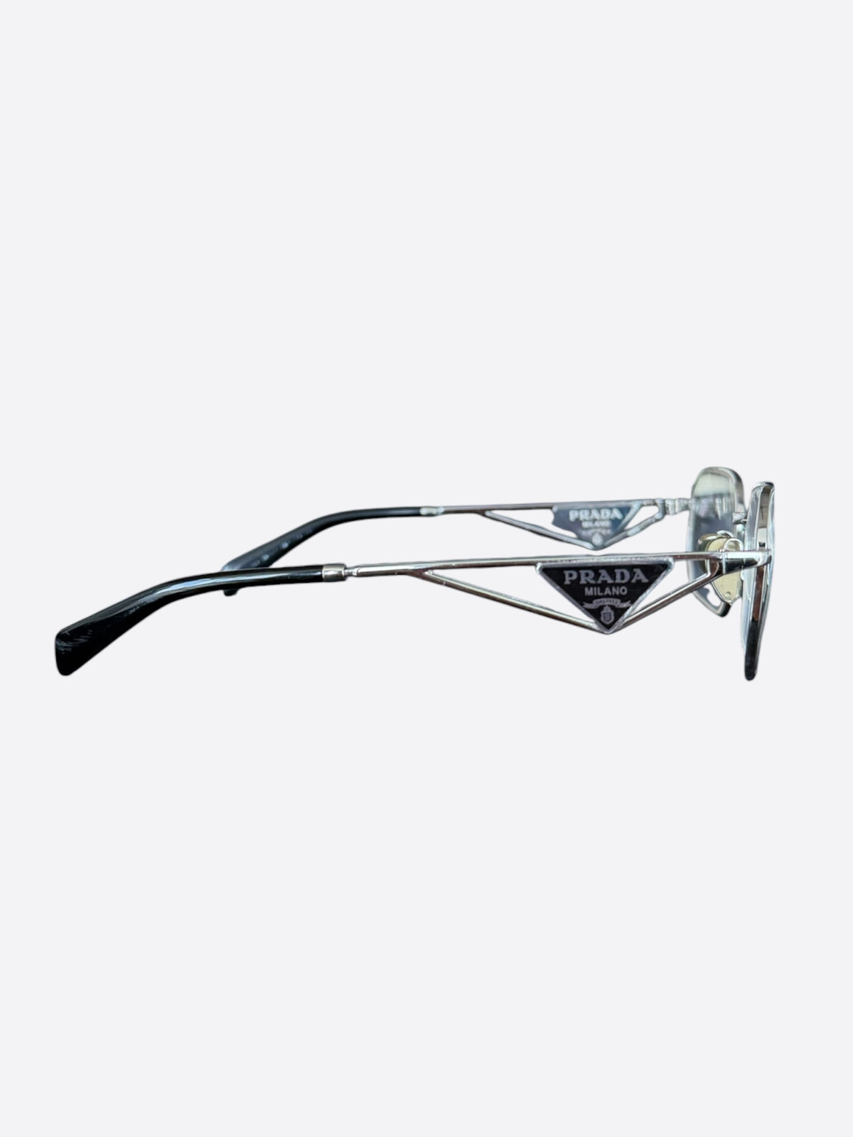 Prada Silver & Black Clear Glasses
