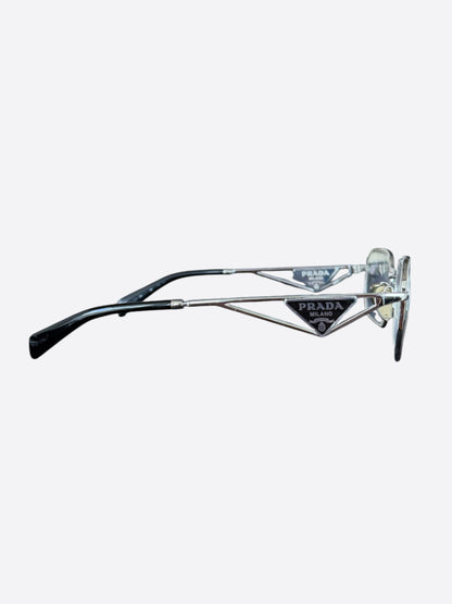 Prada Silver & Black Clear Glasses