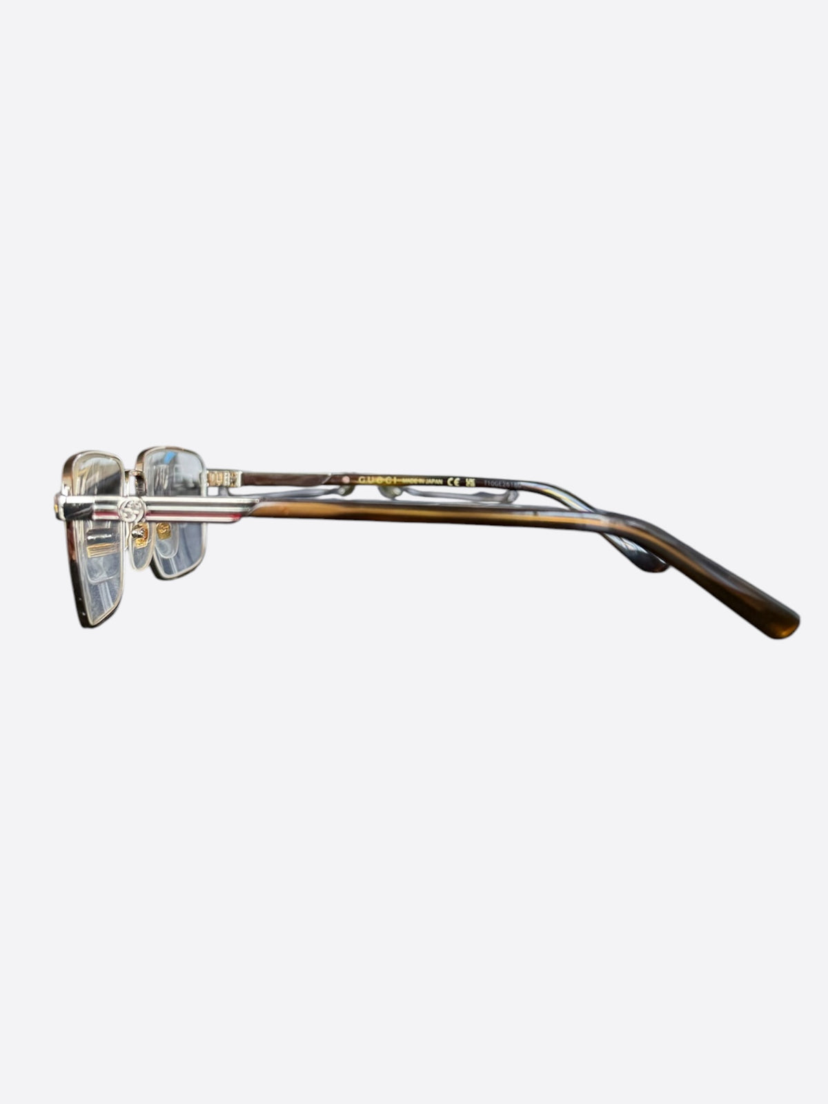 Gucci Silver & Brown Clear Glasses