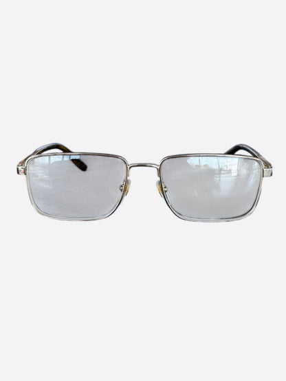 Gucci Silver & Brown Clear Glasses