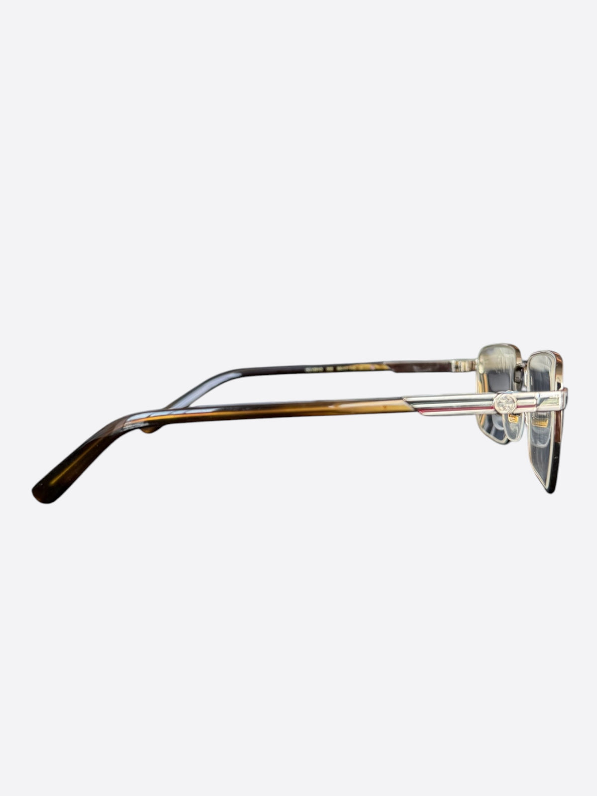 Gucci Silver & Brown Clear Glasses