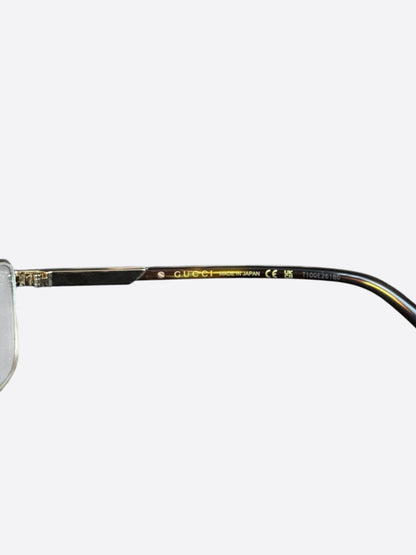 Gucci Silver & Brown Clear Glasses