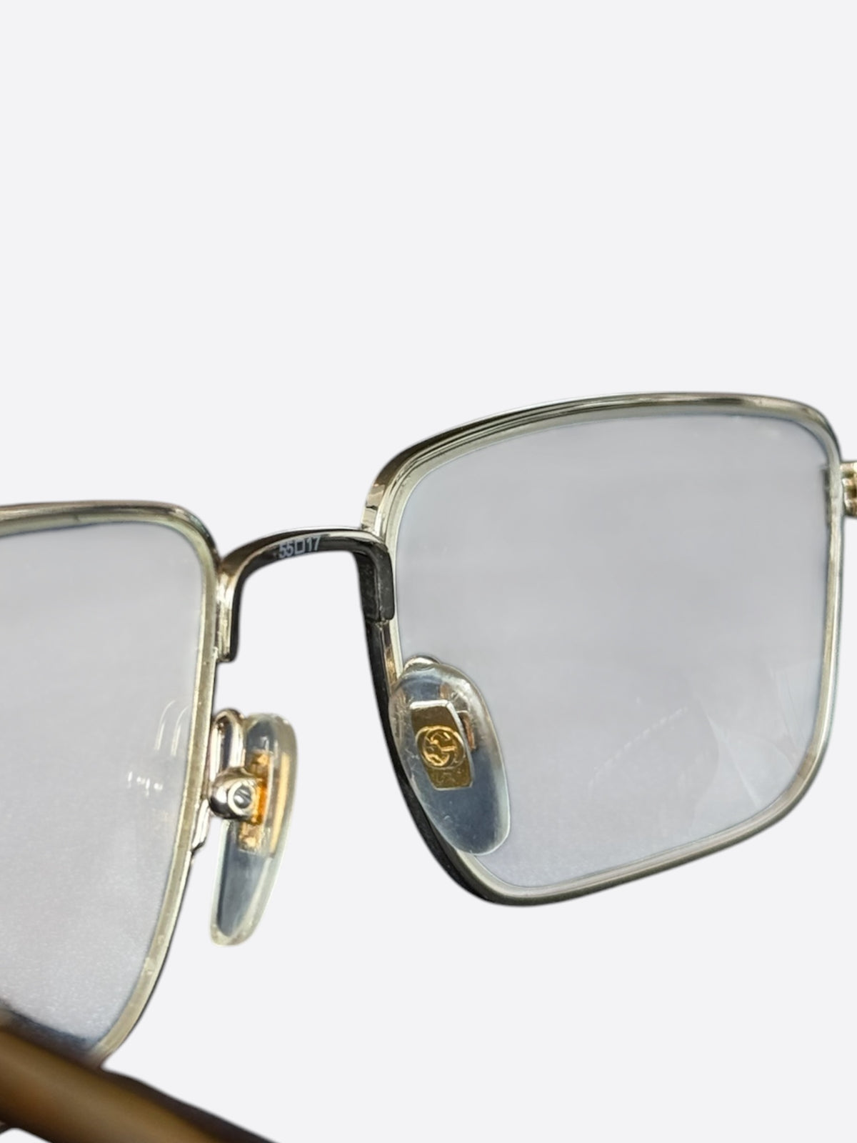 Gucci Silver & Brown Clear Glasses