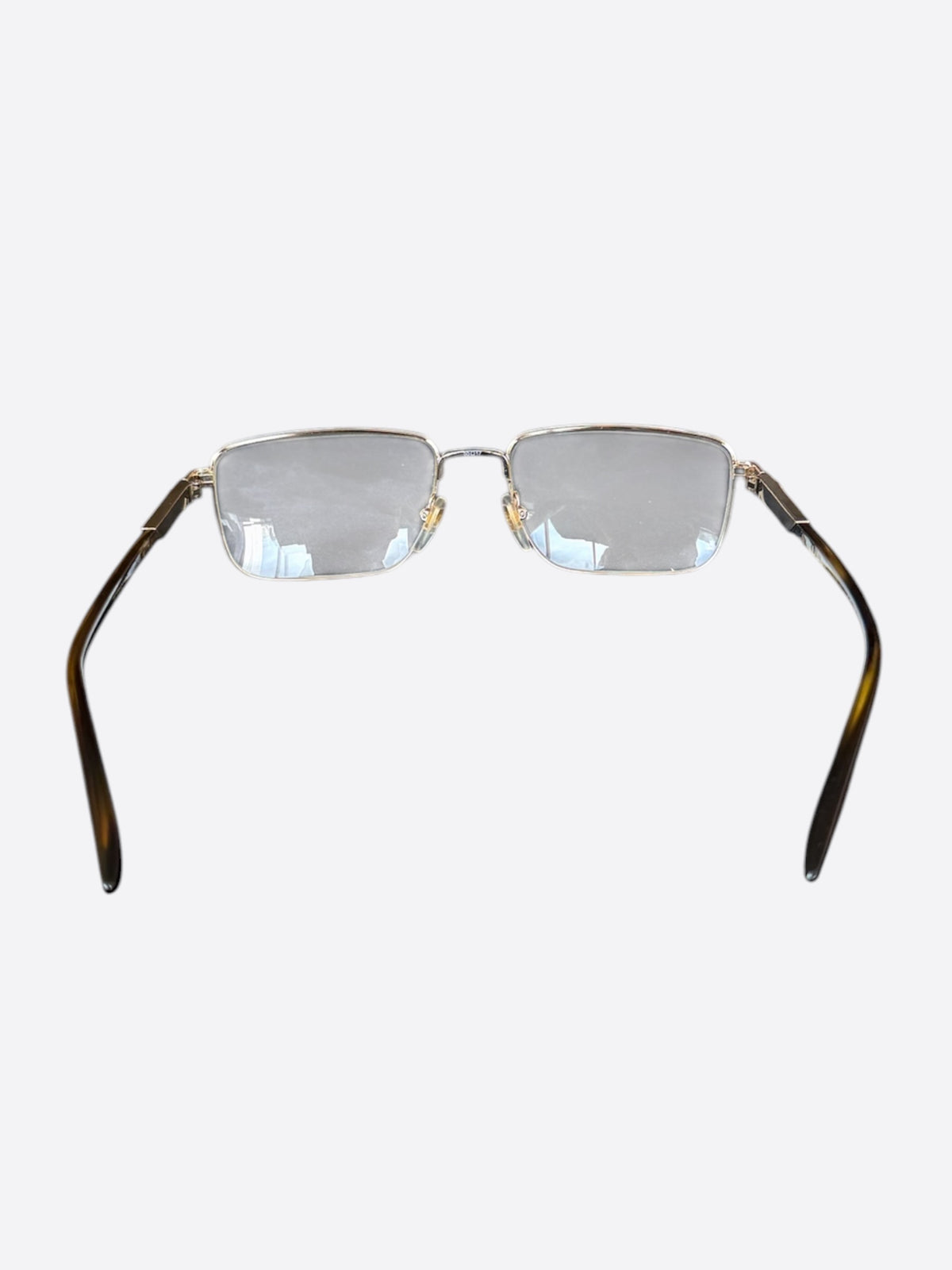 Gucci Silver & Brown Clear Glasses