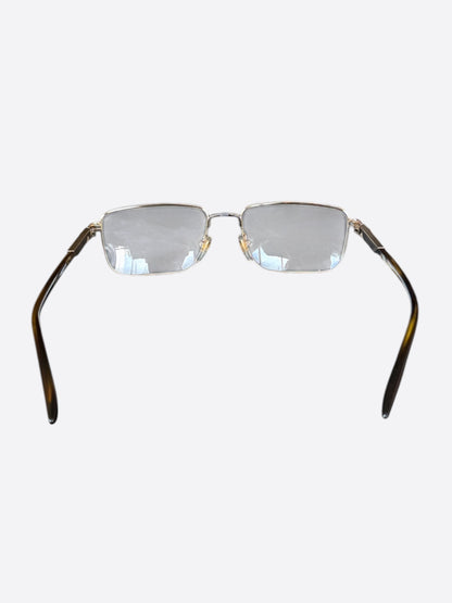 Gucci Silver & Brown Clear Glasses
