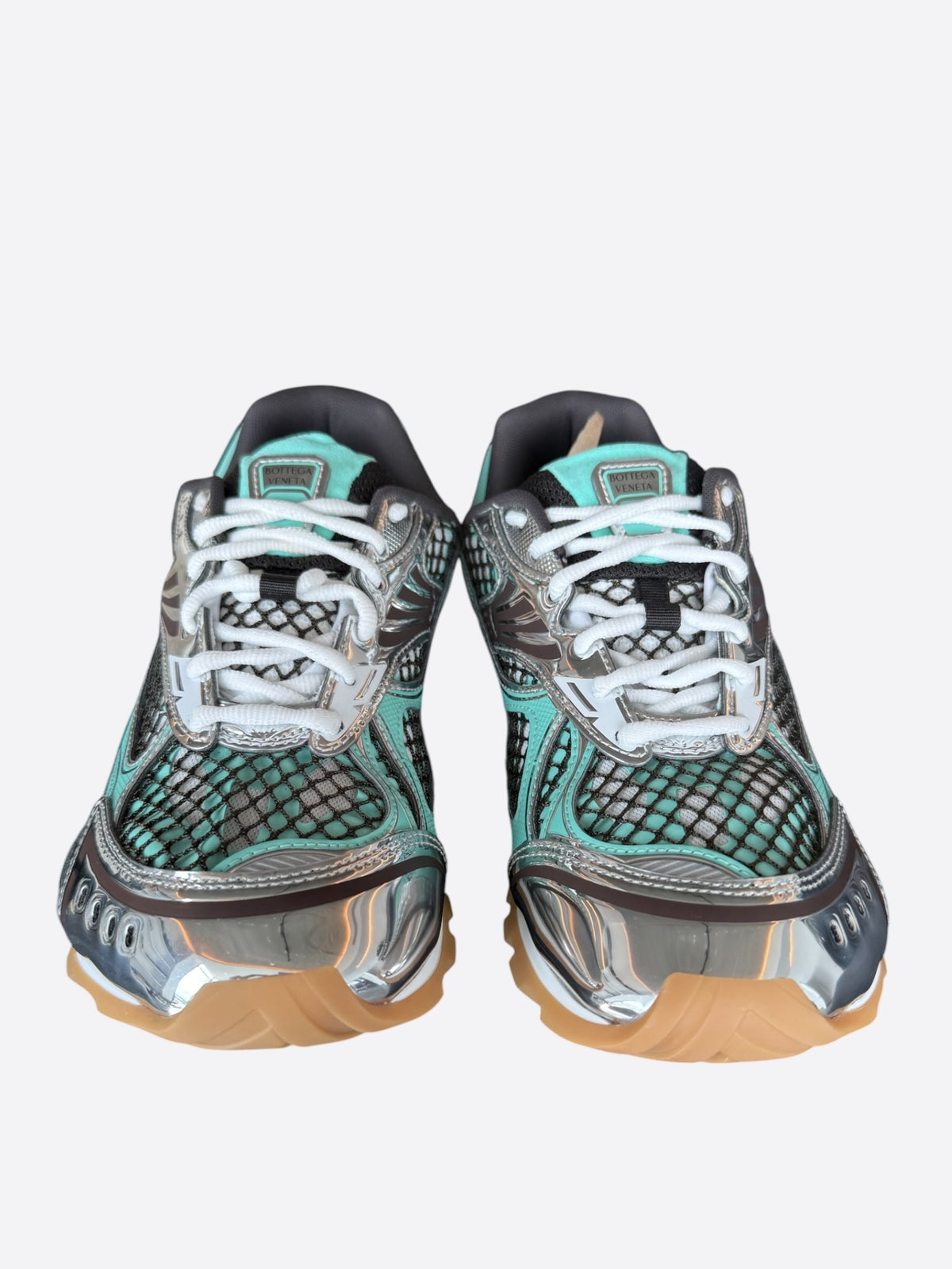 Bottega Veneta Turquoise & Silver Orbit Sneakers