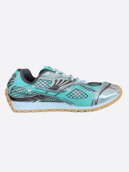 Bottega Veneta Turquoise & Silver Orbit Sneakers