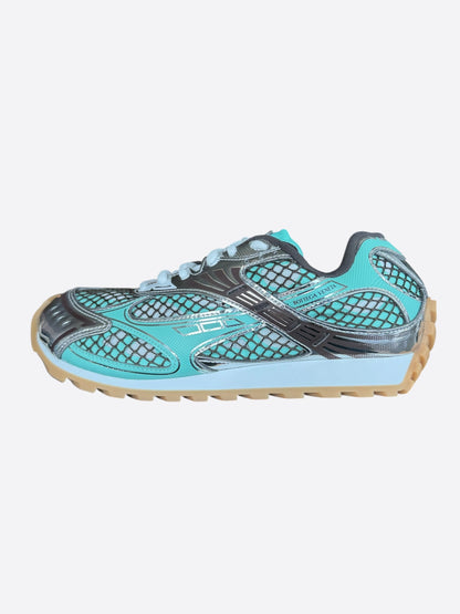 Bottega Veneta Turquoise & Silver Orbit Sneakers