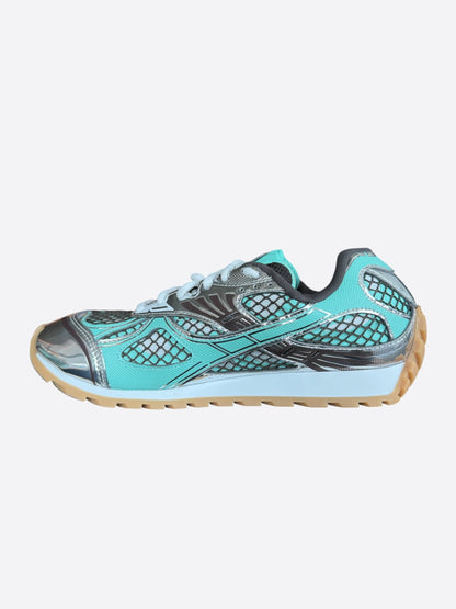 Bottega Veneta Turquoise & Silver Orbit Sneakers