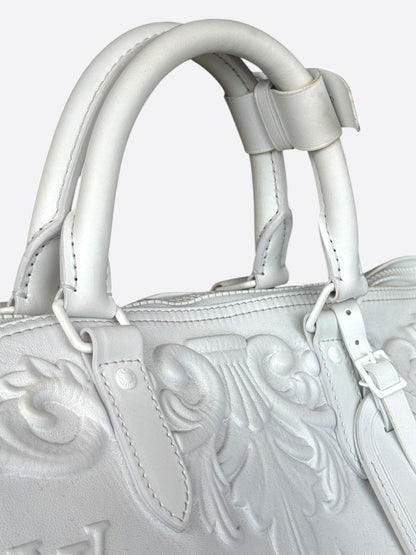Louis Vuitton White Ornament Monogram Keepall 50