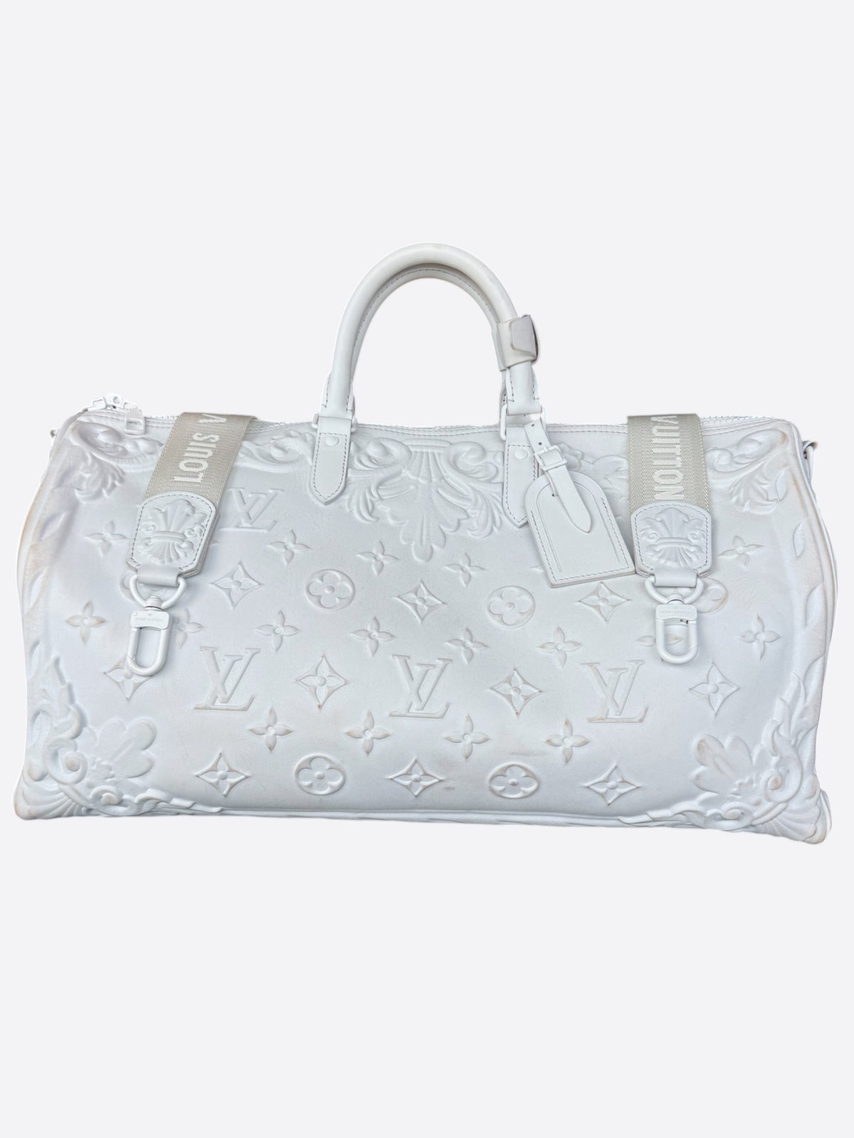 Louis Vuitton White Ornament Monogram Keepall 50