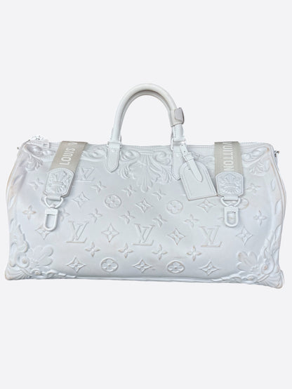 Louis Vuitton White Ornament Monogram Keepall 50