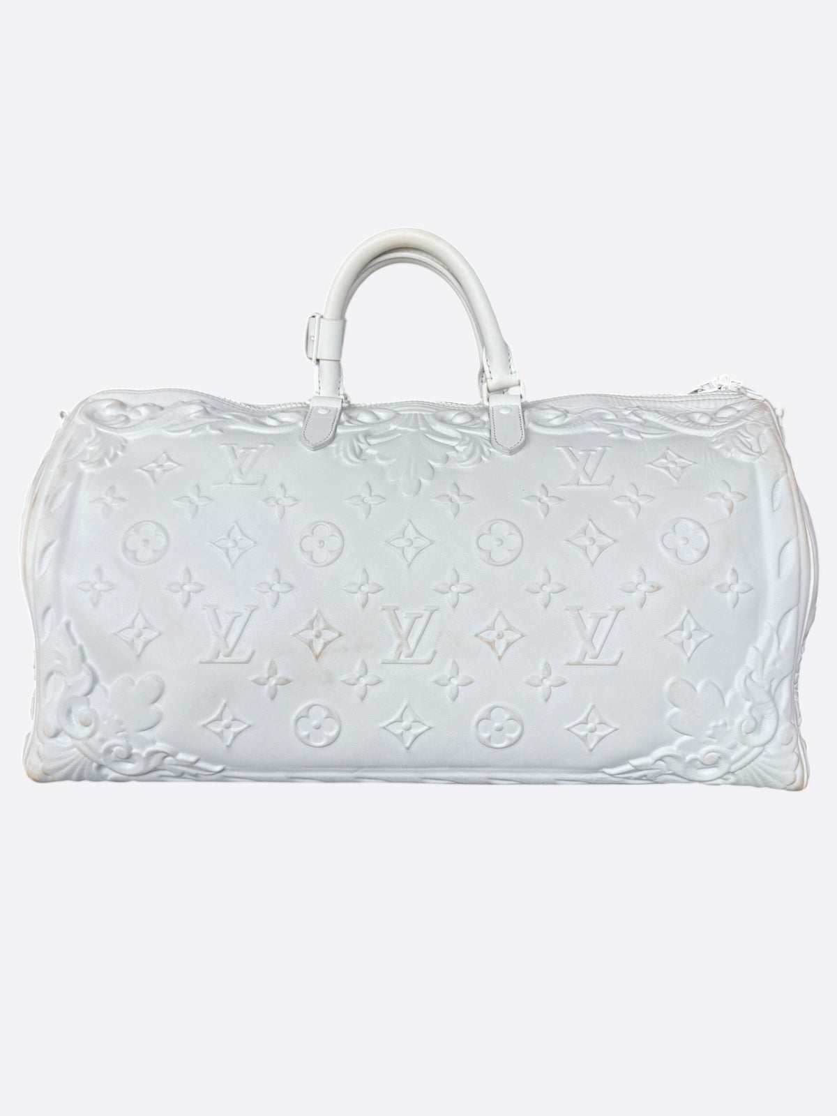 Louis Vuitton White Ornament Monogram Keepall 50