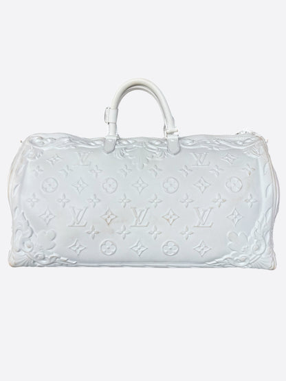 Louis Vuitton White Ornament Monogram Keepall 50