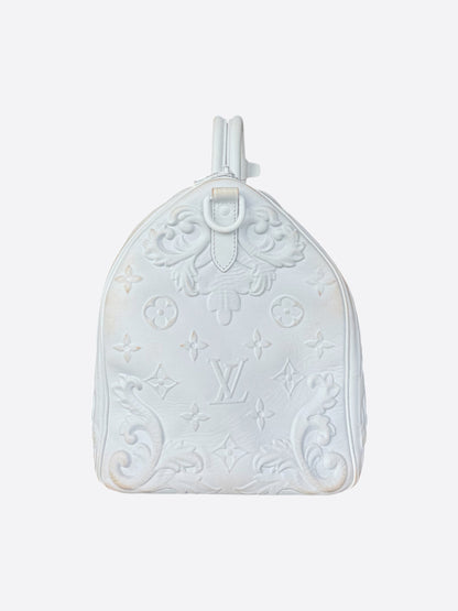 Louis Vuitton White Ornament Monogram Keepall 50