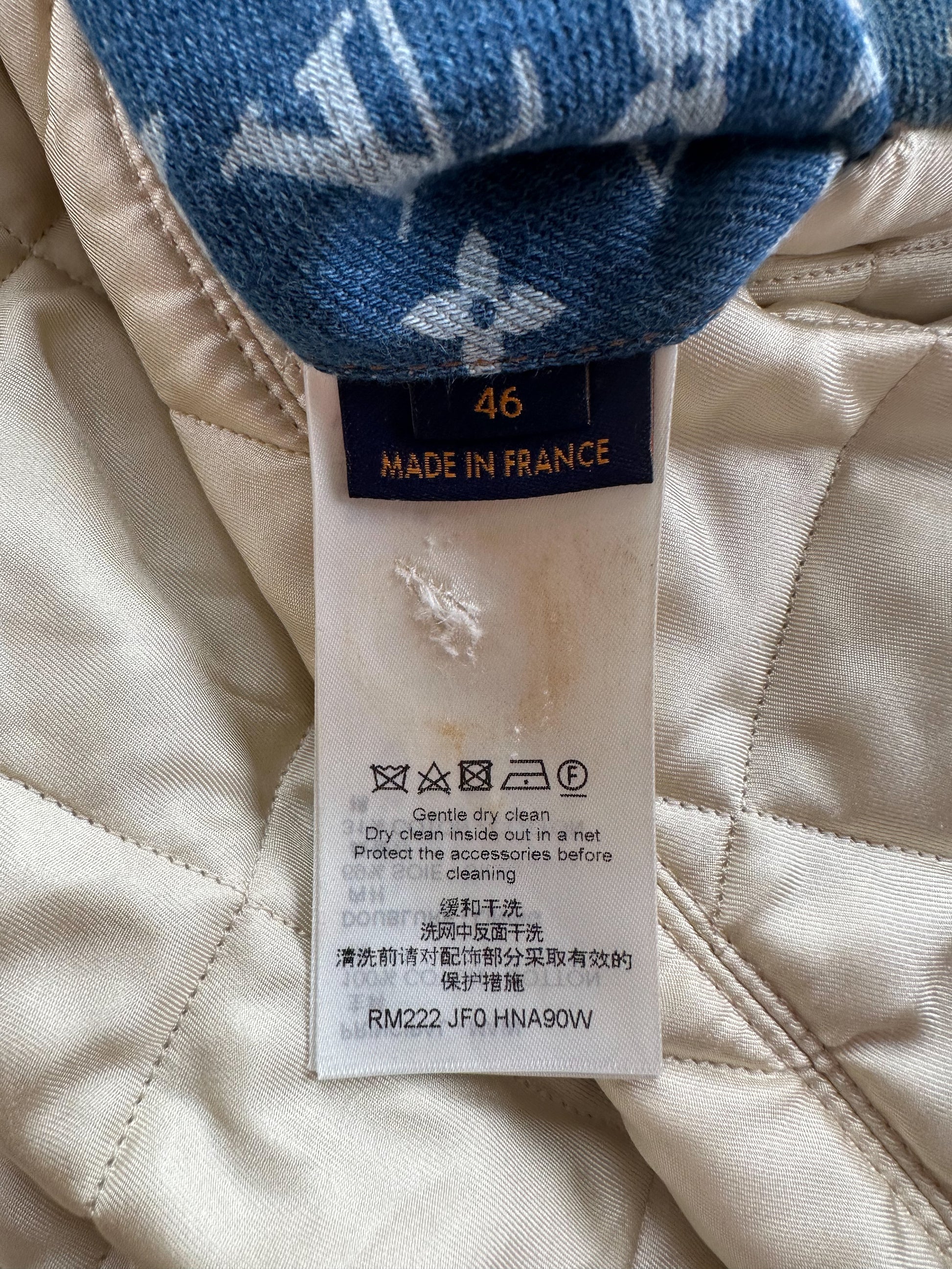 Louis Vuitton Blue Monogram Distressed Floral Workwear Jacket