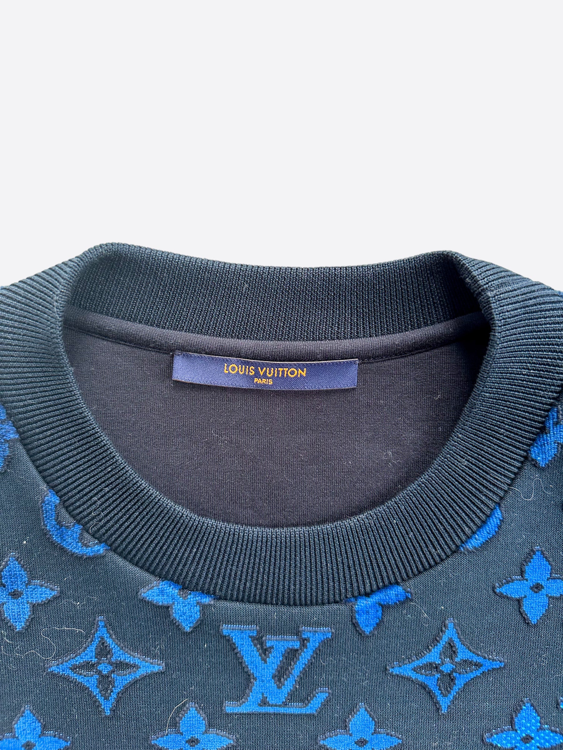 Louis Vuitton Full Monogram Blue Jacquard Crew Neck