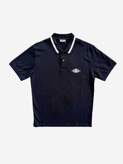 Dior Jordan Navy Wings Logo Embroidered Polo