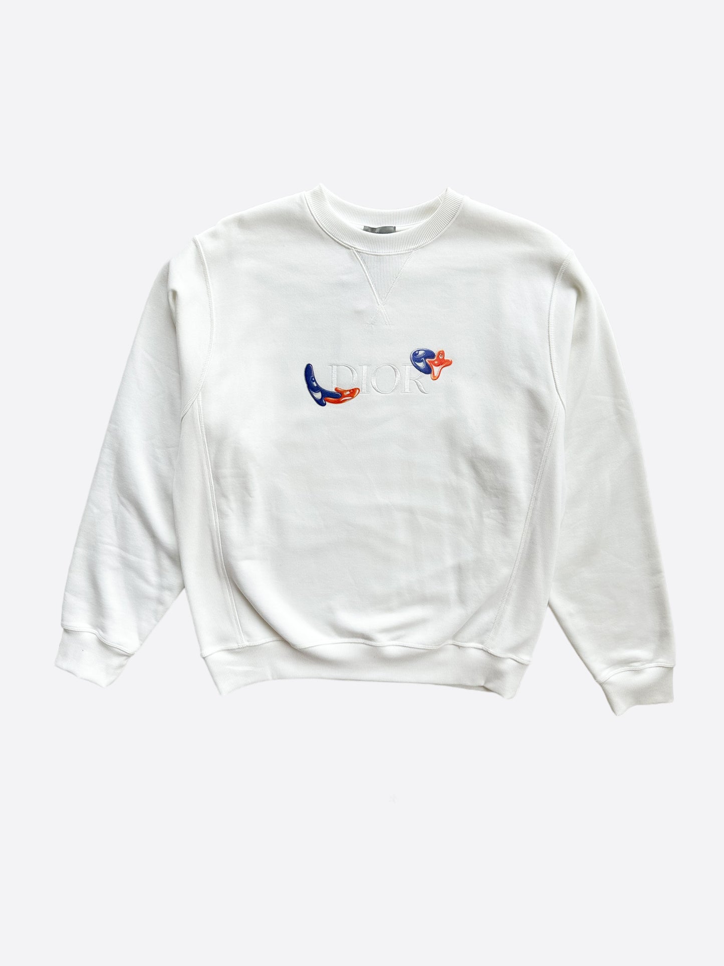 Dior Kenny Scharf White Embroidered Logo Sweater