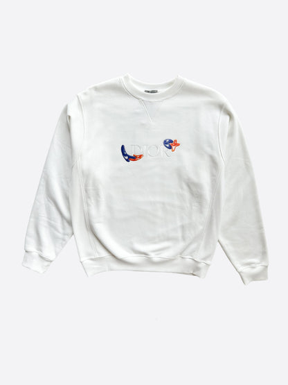 Dior Kenny Scharf White Embroidered Logo Sweater