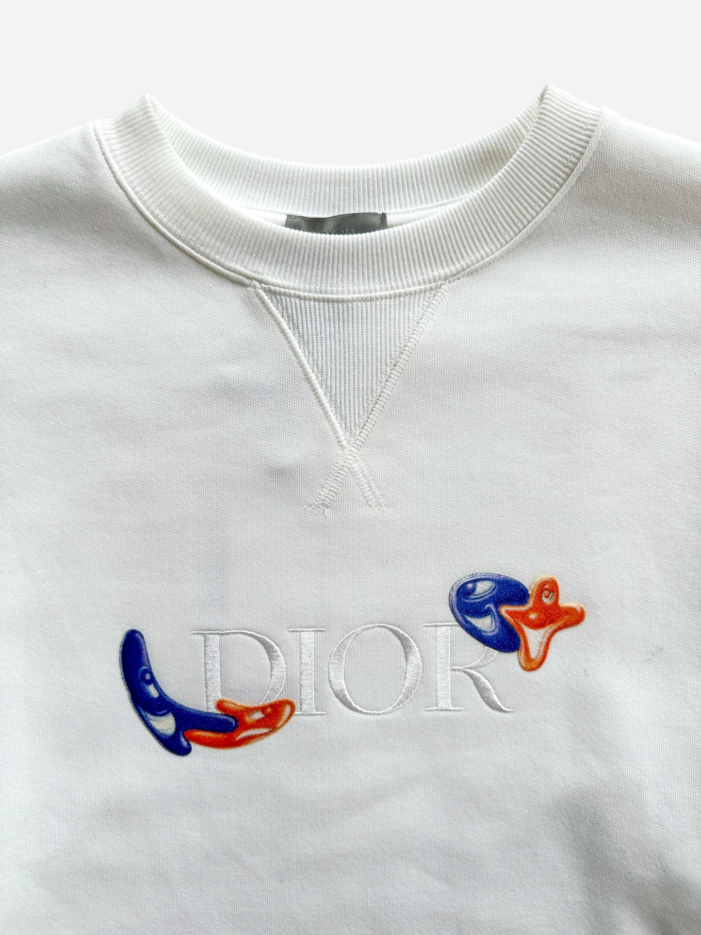 Dior Kenny Scharf White Embroidered Logo Sweater