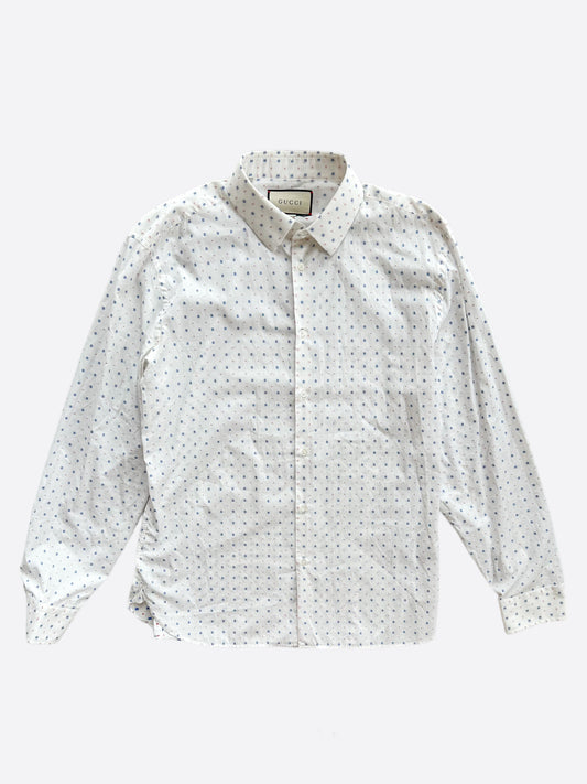 Gucci White G Logo Button Up Shirt