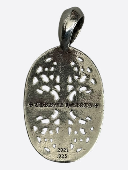 Chrome Hearts Silver & Diamond Oval Cross Pendant