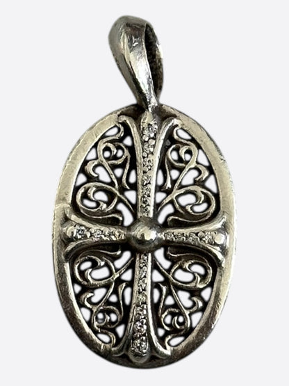 Chrome Hearts Silver & Diamond Oval Cross Pendant