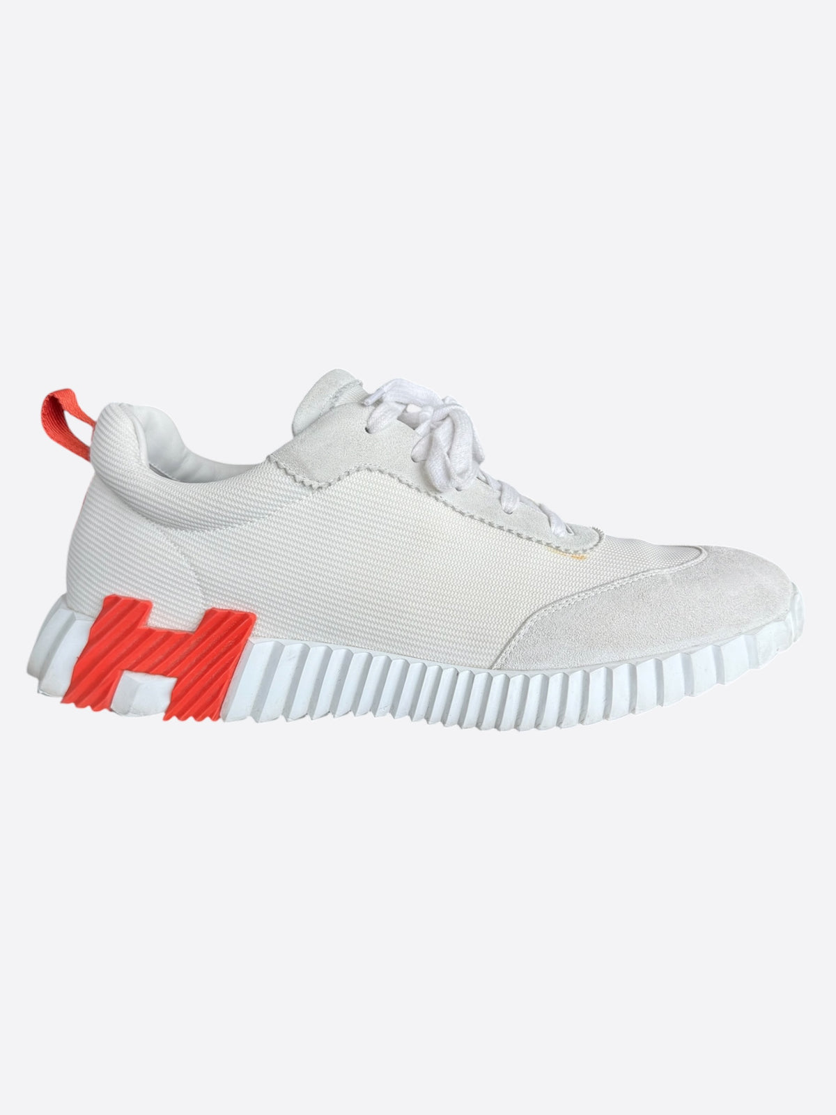 Hermes Beige & Orange Bouncing Sneakers