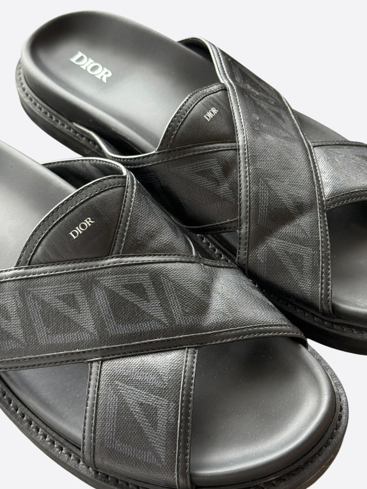 Dior Black CD Diamond Logo Alias Sandals