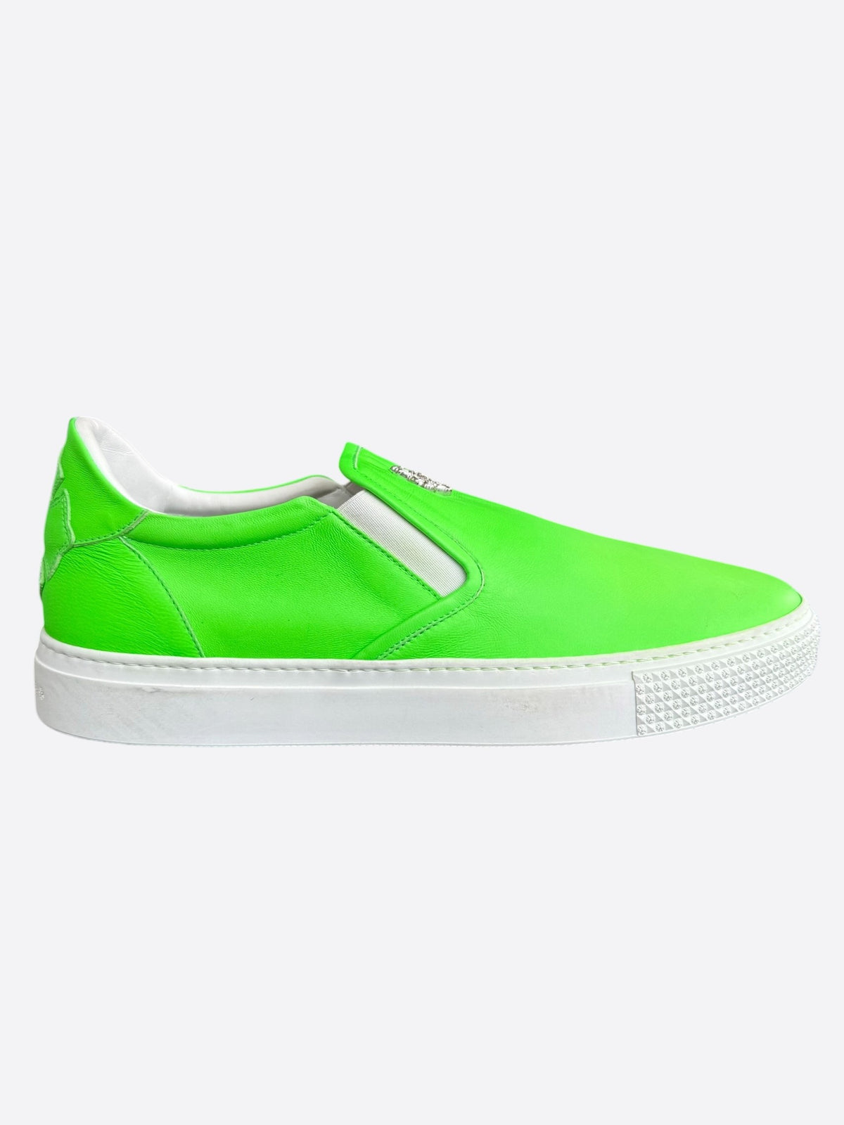 Chrome Hearts Green & Silver Filigree Cross Slip On Sneakers