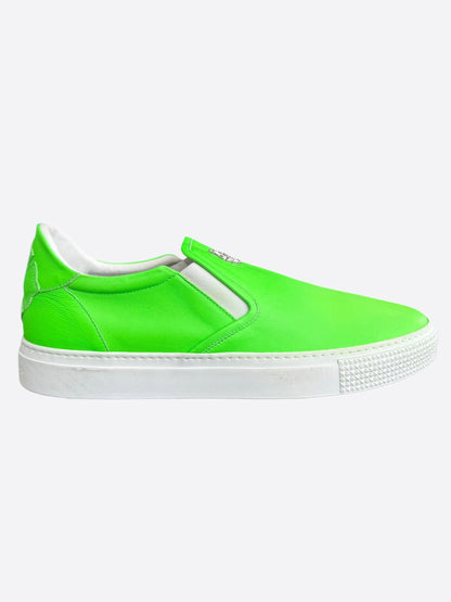 Chrome Hearts Green & Silver Filigree Cross Slip On Sneakers
