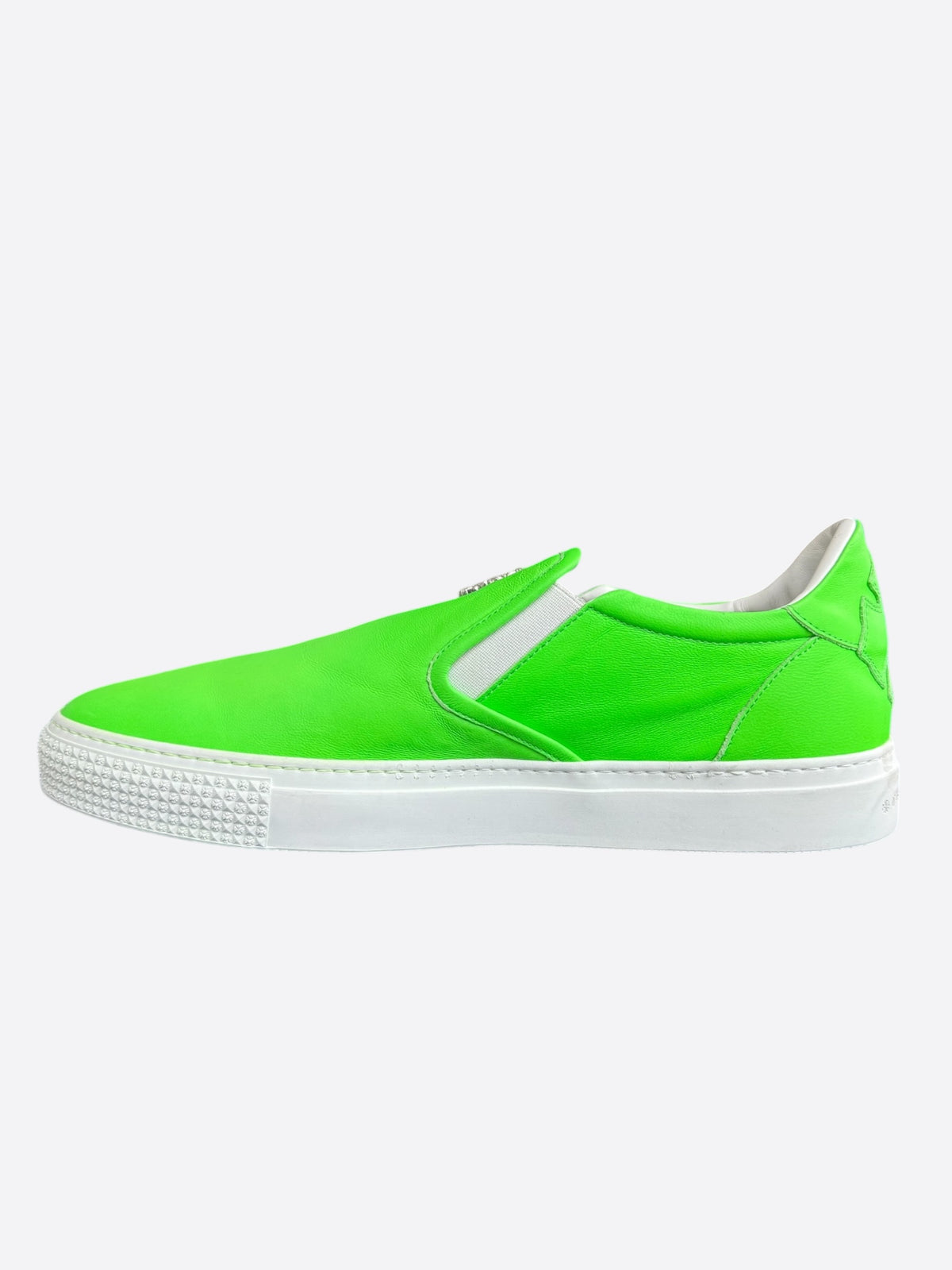 Chrome Hearts Green & Silver Filigree Cross Slip On Sneakers