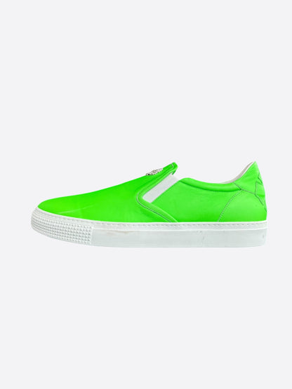 Chrome Hearts Green & Silver Filigree Cross Slip On Sneakers