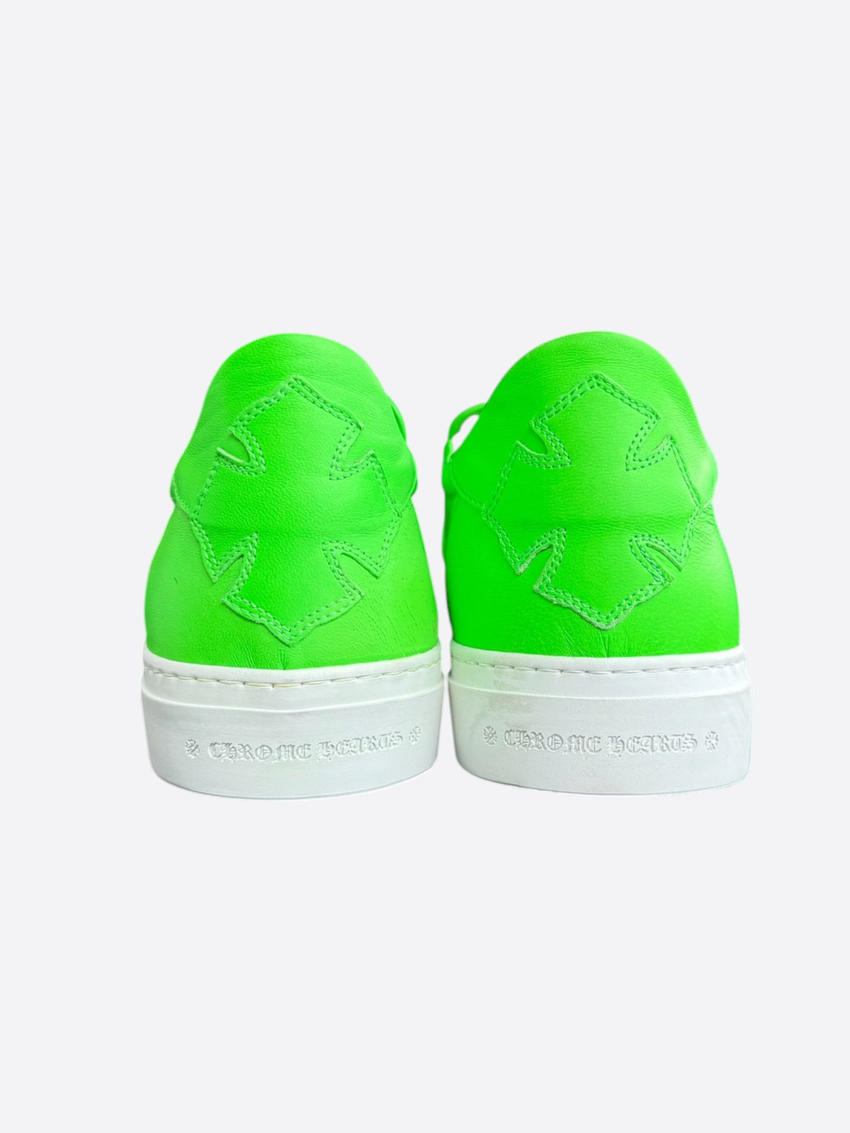 Chrome Hearts Green & Silver Filigree Cross Slip On Sneakers