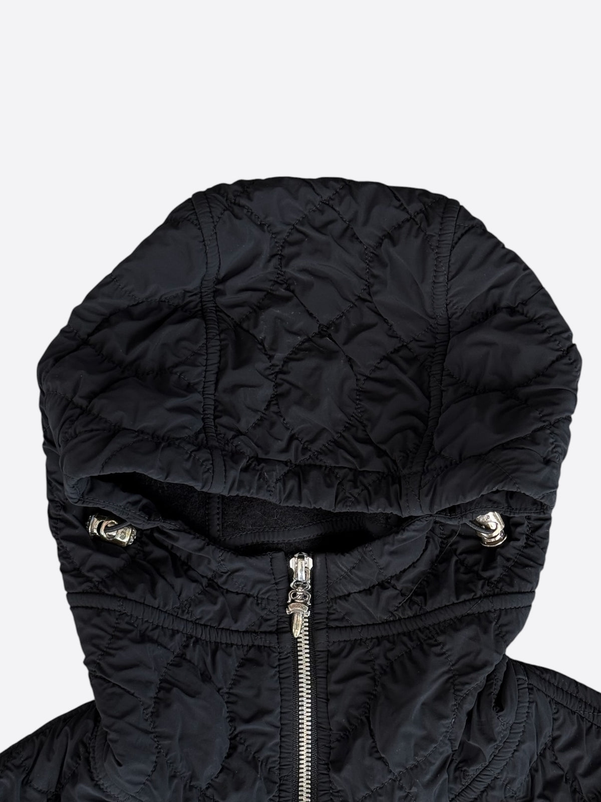 Chrome Hearts Black Quilted Nylon Hooded Jacket